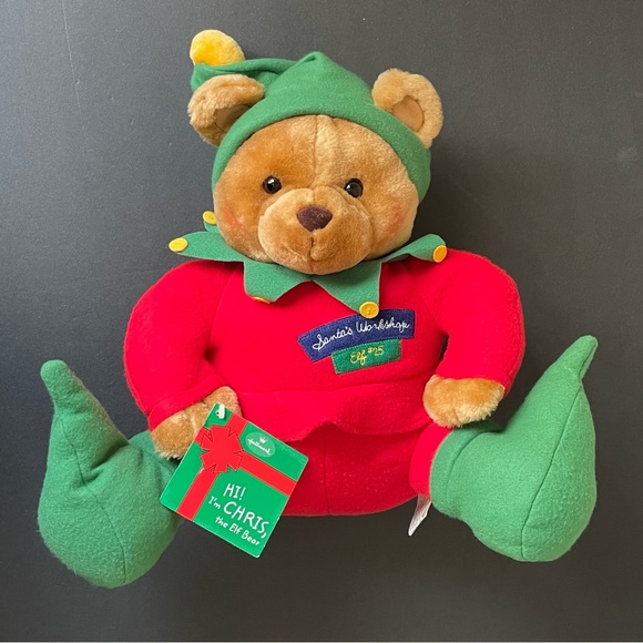 VINTAGE Hallmark Christmas CHRIS THE ELF TEDDY BEAR 12" Plush Stuffed Animal - Picture 13 of 16